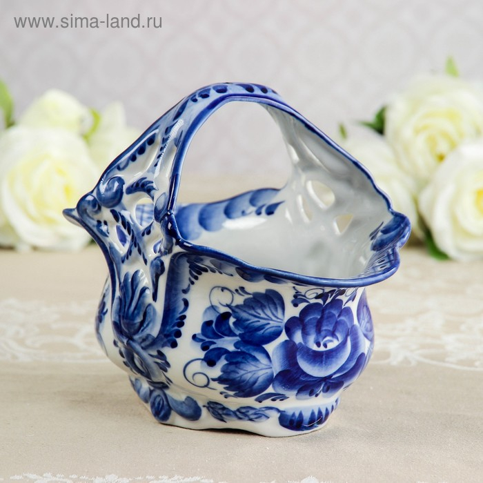 Конфетница «Весна», 21×13×18 см, гжель