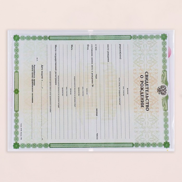 Папка под свидетельство о рождении  Папка под свидетельство о рождении "Слоник" розовый тон, А5