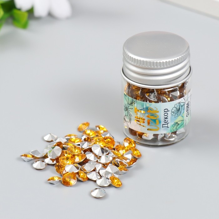 Декор для творчества в бутылочке Декор для творчества в бутылочке "Стразы. Ярко-жёлтый" набор 250 шт d=0,6 см 4х3х3 см