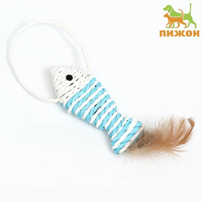 Игрушка-когтеточка  Игрушка-когтеточка "Рыбка-полосатик", 11 см, голубая