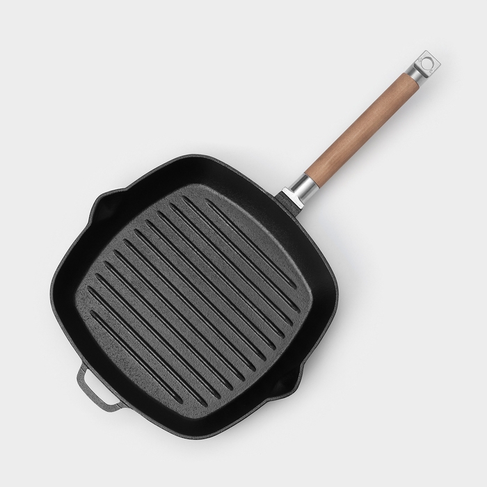 Сковорода-гриль чугунная Wild Kitchen, 26×26 см, лопатка и губка в комплекте Сковорода-гриль чугунная Wild Kitchen, 26×26 см, лопатка и губка в комплекте