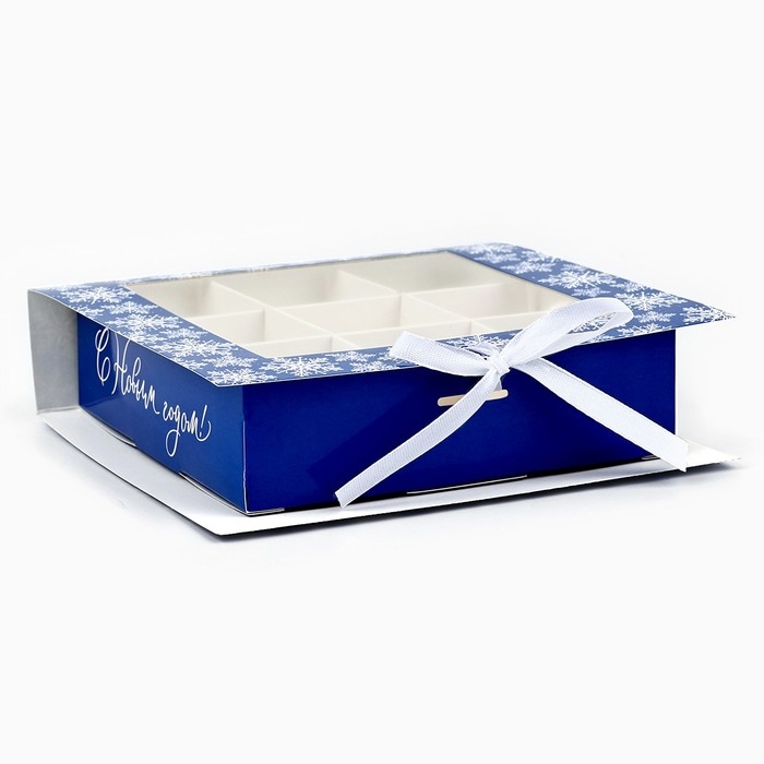 Коробка под 9 конфет с ячейками «Снежинки» 14.8 х 13.5 х 3.5 см, Новый год Коробка под 9 конфет с ячейками «Снежинки» 14.8 х 13.5 х 3.5 см, Новый год