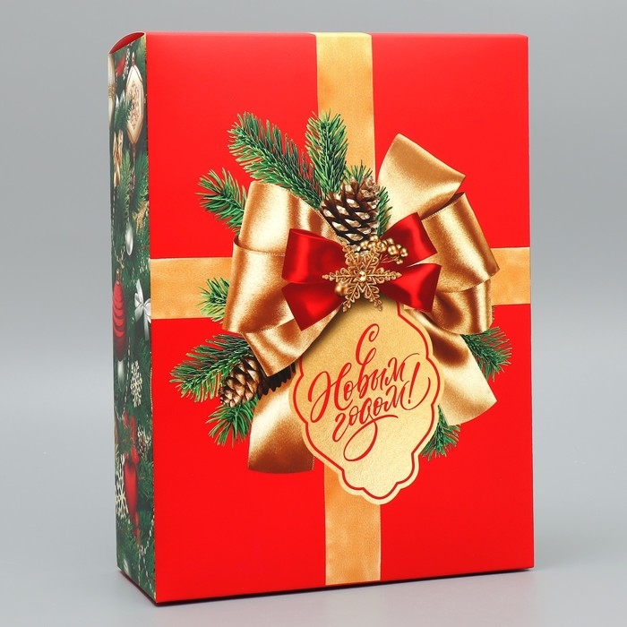 Коробка подарочная новогодняя складная «С Новым годом», елочные игрушки, 22 х 30 х 10 см, Новый год Коробка подарочная новогодняя складная «С Новым годом», елочные игрушки, 22 х 30 х 10 см, Новый год
