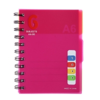 Блокнот на гребне А6, 100 листов, линия, обложка пластик, с разделителями, классика, МИКС