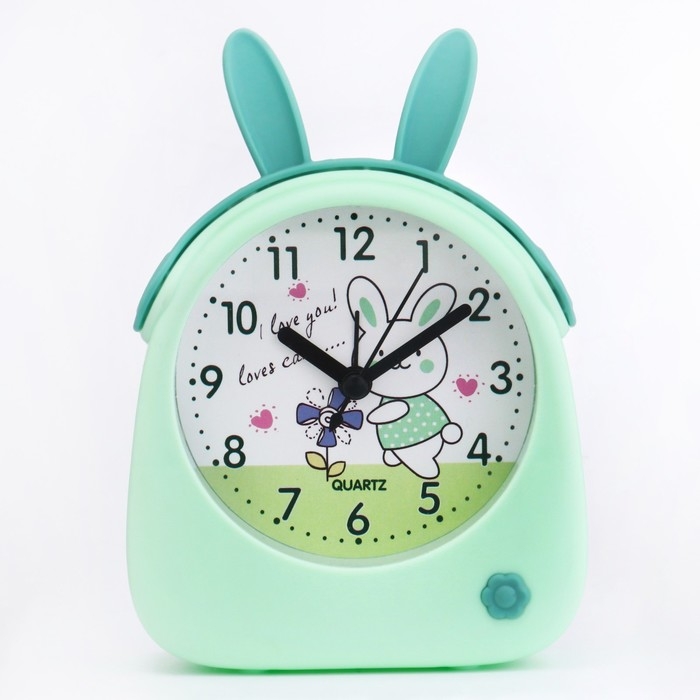 Часы - будильник настольные Часы - будильник настольные "Зайчик", дискретный ход, циферблат d-8.5 см, 15 х 11 см, АА