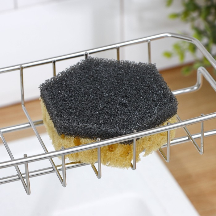 Подставка для губок на кран, 17×10×3,5 см, цвет хром Подставка для губок на кран, 17×10×3,5 см, цвет хром