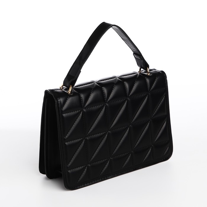 Сумка женская на клапане, отдел на молнии, 22х14 х 7 см, цвет чёрный Сумка женская на клапане, отдел на молнии, 22х14 х 7 см, цвет чёрный