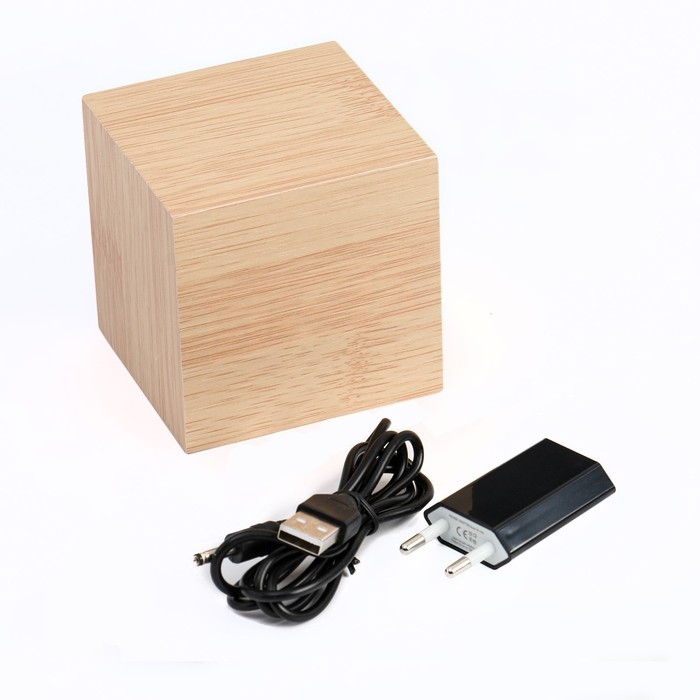 Часы - будильник электронные Часы - будильник электронные "Цифра" настольные с термометром, деревянные, 6.5 см, ААА, USB