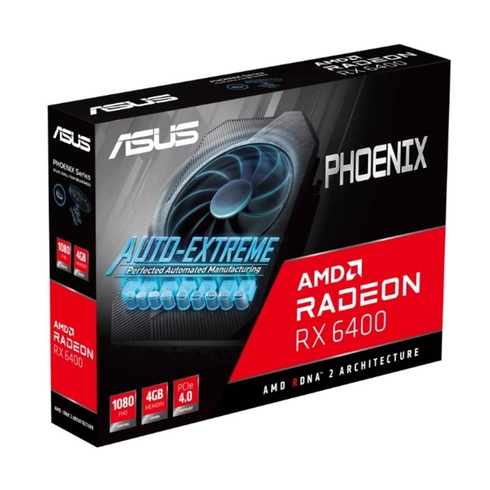 Видеокарта ASUS PH-RX6400-4G, AMD RADEON 4 Гб, 64bit, GDDR6, HDMI, DP Видеокарта ASUS PH-RX6400-4G, AMD RADEON 4 Гб, 64bit, GDDR6, HDMI, DP