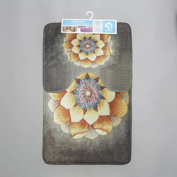 Набор ковриков для ванной и туалета Доляна «Аура», 2 шт: 50×80, 50×40 см Набор ковриков для ванной и туалета Доляна «Аура», 2 шт: 50×80, 50×40 см