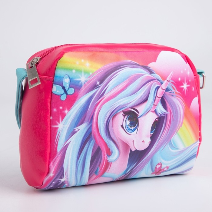 Сумка детская для девочки «Волшебный единорог» из эко-кожи, на ремешке, 15х12х3 см Сумка детская для девочки «Волшебный единорог» из эко-кожи, на ремешке, 15х12х3 см