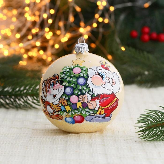 Ёлочный шар d-10 см Ёлочный шар d-10 см "Подготовка к празднику"