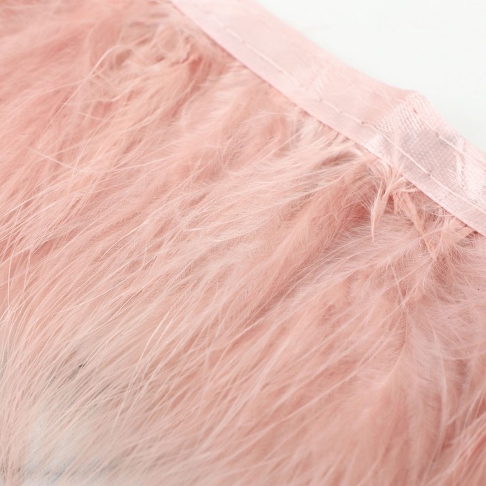 Тесьма с перьями марабу, 8-10 см, 5 ± 0,5 м, цвет пудровый Тесьма с перьями марабу, 8-10 см, 5 ± 0,5 м, цвет пудровый