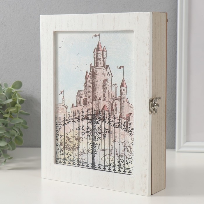 Ключница дерево 6 крючков Ключница дерево 6 крючков "Замок. Рисунок карандашом" 26х20,3х5,5 см