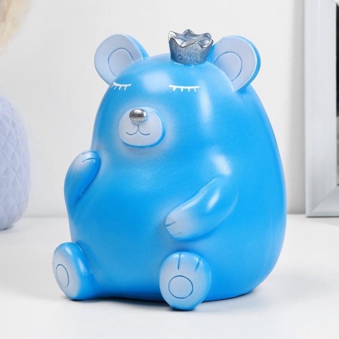 Копилка Копилка "Медведь с короной" голубая, 17см