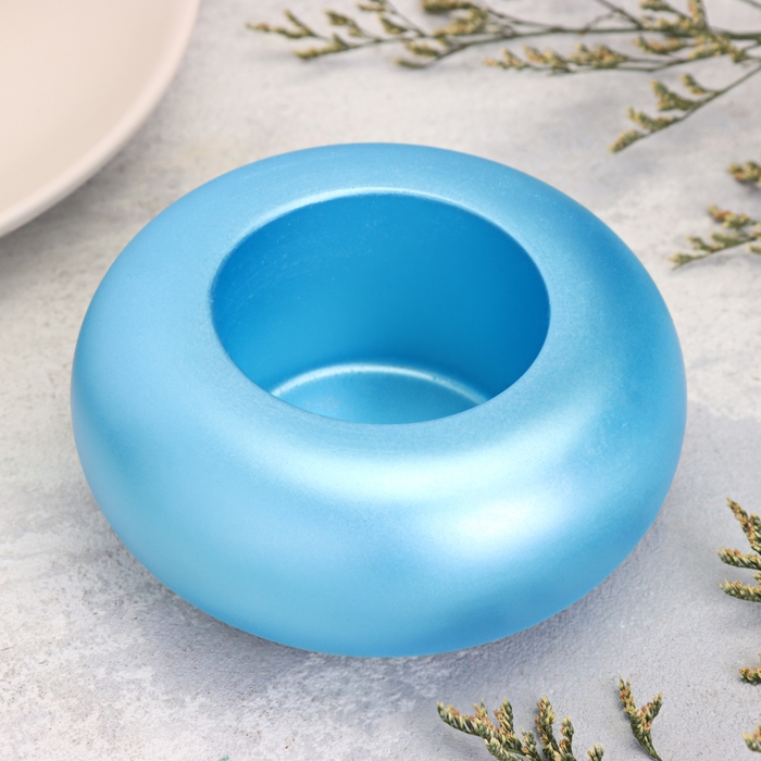 Подсвечник Подсвечник "Полноторие. Мрамор" из гипса большой, 11х5см,голубой