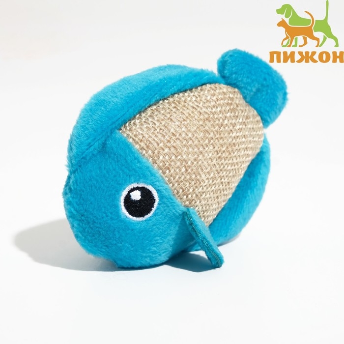 Мягкая игрушка для кошек с кошачьей мятой  Мягкая игрушка для кошек с кошачьей мятой "Рыбка", голубая
