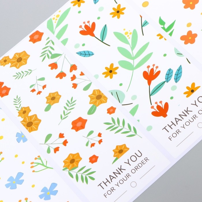 Наклейка бумага благодарность Наклейка бумага благодарность "Мелкие цветочки" набор 40 шт 15х24 см