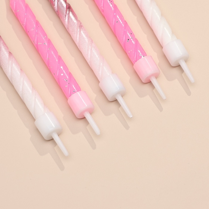 Свечи для торта Свечи для торта "Спираль", 6 шт, розовые и градиент белый с розовым золотом