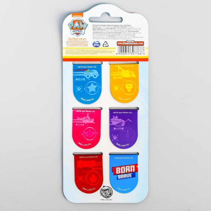 Магнитные закладки Магнитные закладки "Щенячий патруль", Paw Patrol, 6 шт.