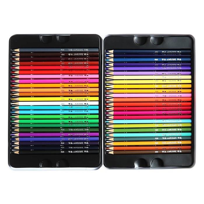 Карандаши 48 цветов, deVENTE Trio Mega Soft, трёхгранный корпус, 4M, 3 мм, металлическая подарочная коробка