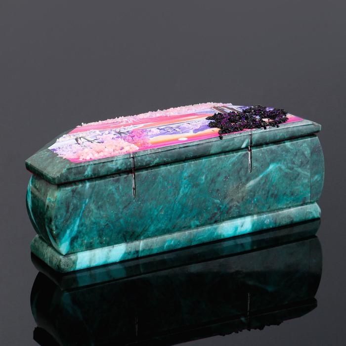 Ларец Ларец "Зима", 17х7х6, каменная крошка, змеевик