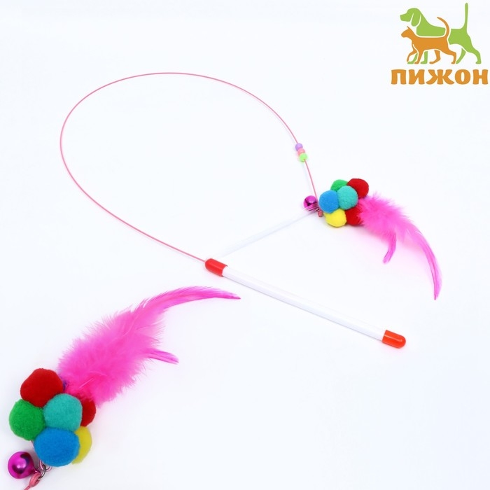 Дразнилка-удочка с плюшевым мячом и стальной проволокой, 110 см Дразнилка-удочка с плюшевым мячом и стальной проволокой, 110 см