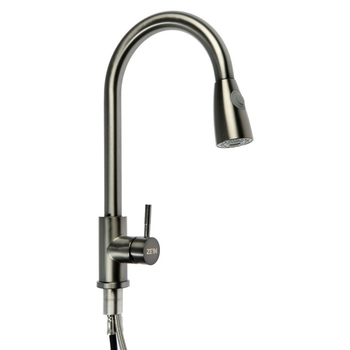 Смеситель для кухни ZEIN Z4961, нержавеющая сталь, с выдвижной лейкой, 2 режима, серый Смеситель для кухни ZEIN Z4961, нержавеющая сталь, с выдвижной лейкой, 2 режима, серый