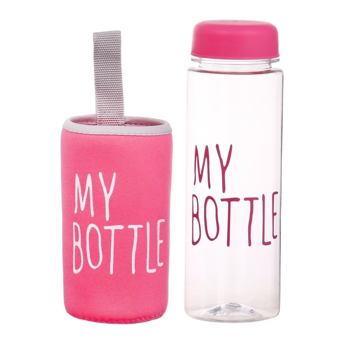 Бутылка для воды, 500 мл, My bottle, 19.5 х 6 см, чехол в комплекте, фуксия Бутылка для воды, 500 мл, My bottle, 19.5 х 6 см, чехол в комплекте, фуксия