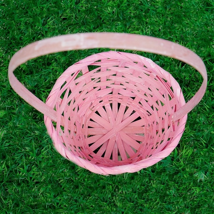 Корзина плетеная бамбук, D13xH9,5/28см, светло-розовая Корзина плетеная бамбук, D13xH9,5/28см, светло-розовая