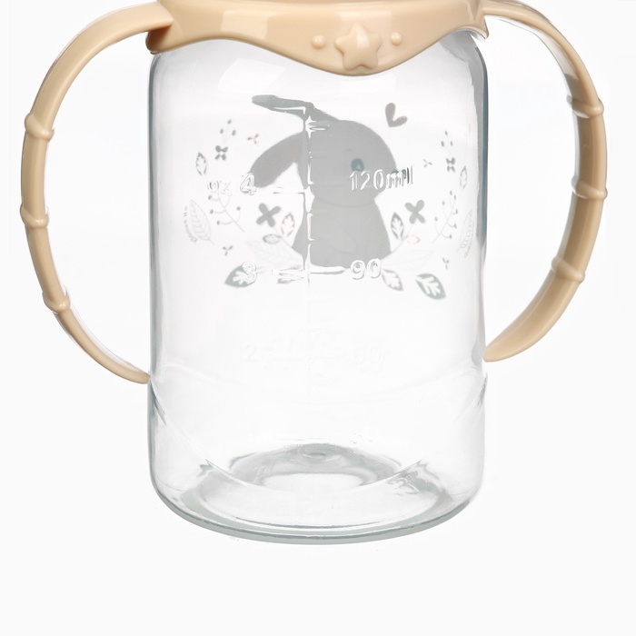 Бутылочка для кормления «Зайчик» 150 мл, цилиндр, с ручками, цвет бежевый Бутылочка для кормления «Зайчик» 150 мл, цилиндр, с ручками, цвет бежевый