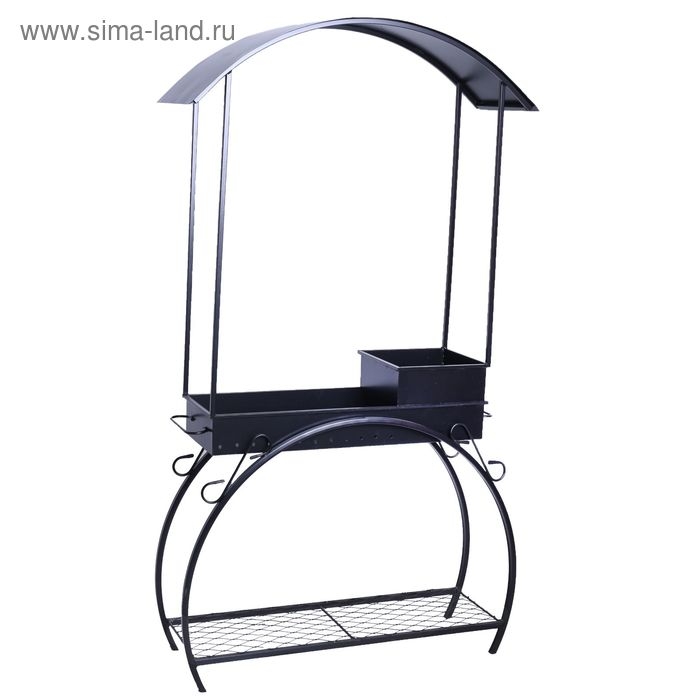 Мангал кованый, с дровяником и крышей, 35 кг, толщина металла 2,5 мм, 90 х 32 х 202 см Мангал кованый, с дровяником и крышей, 35 кг, толщина металла 2,5 мм, 90 х 32 х 202 см