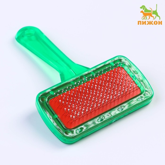 Пуходерка  Пуходерка "Симпл" с прозрачной ручкой, с каплями, 9,5 х 13,8 см, зелёная