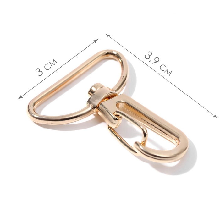 Карабин металлический, 39 × 30 мм / 26 × 2 мм, 10 шт, цвет золотой Карабин металлический, 39 × 30 мм / 26 × 2 мм, 10 шт, цвет золотой