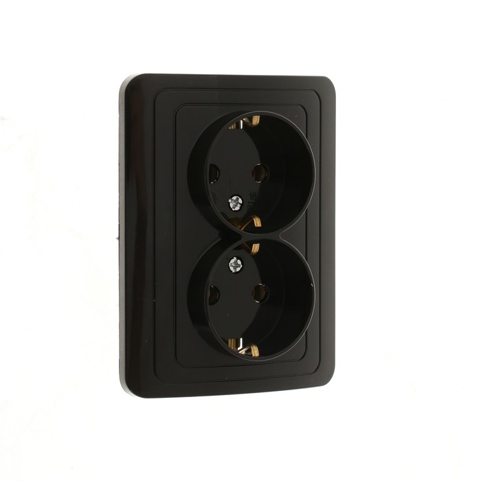 Розетка двухместная Luazon Lighting  Розетка двухместная Luazon Lighting "Орион", 16 А, скрытая, с з/к, черная