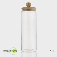 Банка стеклянная для хранения сыпучих продуктов Bella Tenero «Эко», 1,8 л, 10×31 см, с бамбуковой крышкой