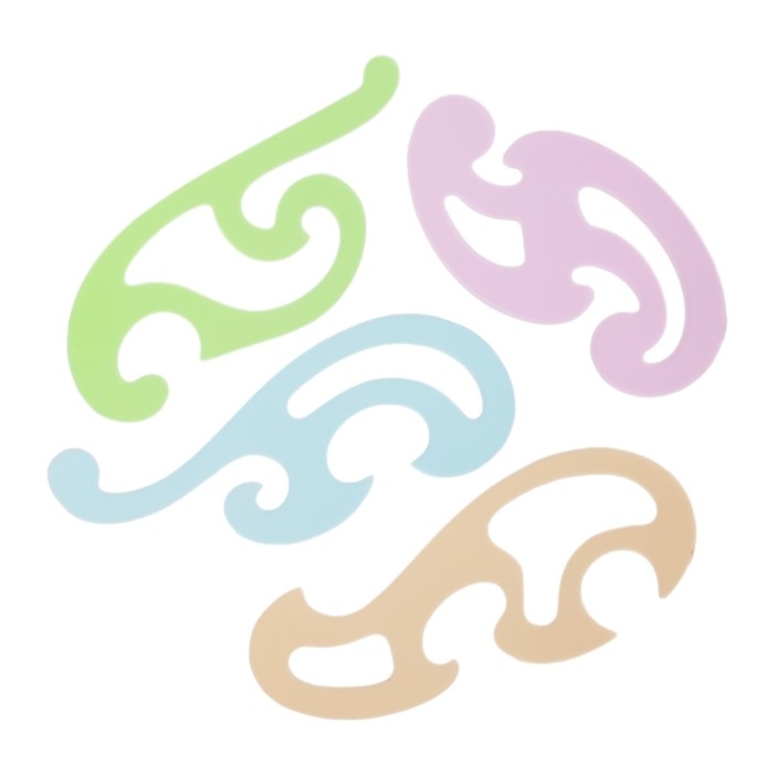 Набор лекал 4 штуки Calligrata, прозрачные, цветные, МИКС Набор лекал 4 штуки Calligrata, прозрачные, цветные, МИКС