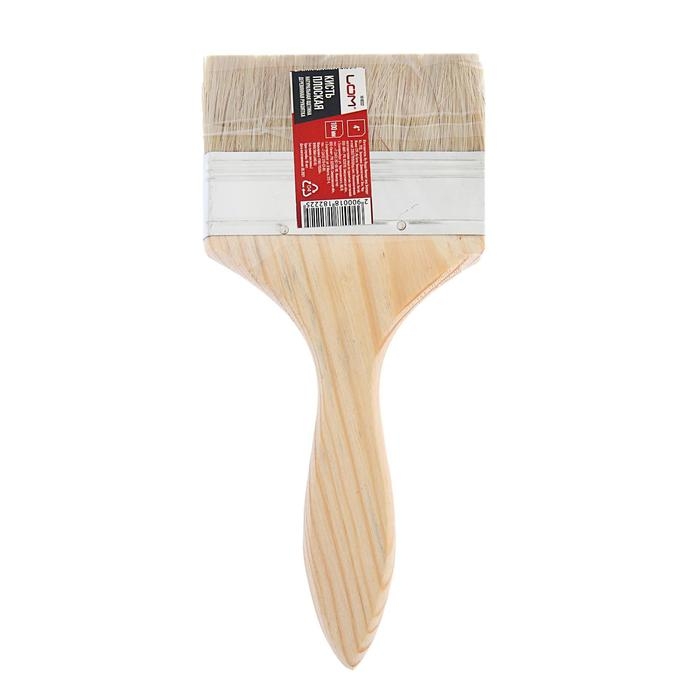 Кисть плоская ЛОМ, натуральная щетина, деревянная рукоятка, 4 Кисть плоская ЛОМ, натуральная щетина, деревянная рукоятка, 4", 100 мм