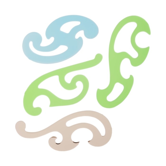 Набор лекал 4 штуки Calligrata, прозрачные, цветные, МИКС Набор лекал 4 штуки Calligrata, прозрачные, цветные, МИКС