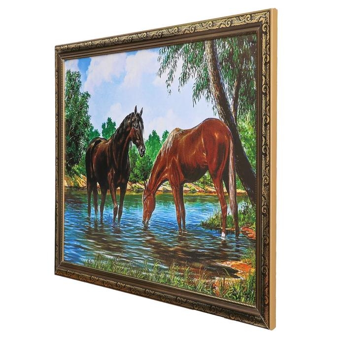 Картина  Картина "Лошади на водопое" 56х76см.