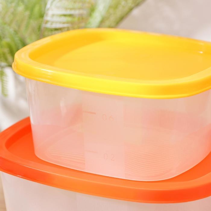 Набор пищевых контейнеров «BioFresh», 5 шт: 0,23 л, 0,5 л, 0,9 л, 1,55 л, 2,65 л, прозрачные, крышки микс