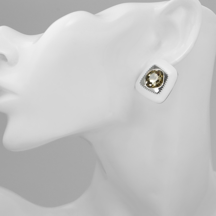 Серьги эмаль «Абстракция» ромб, цвет белый в серебре Серьги эмаль «Абстракция» ромб, цвет белый в серебре