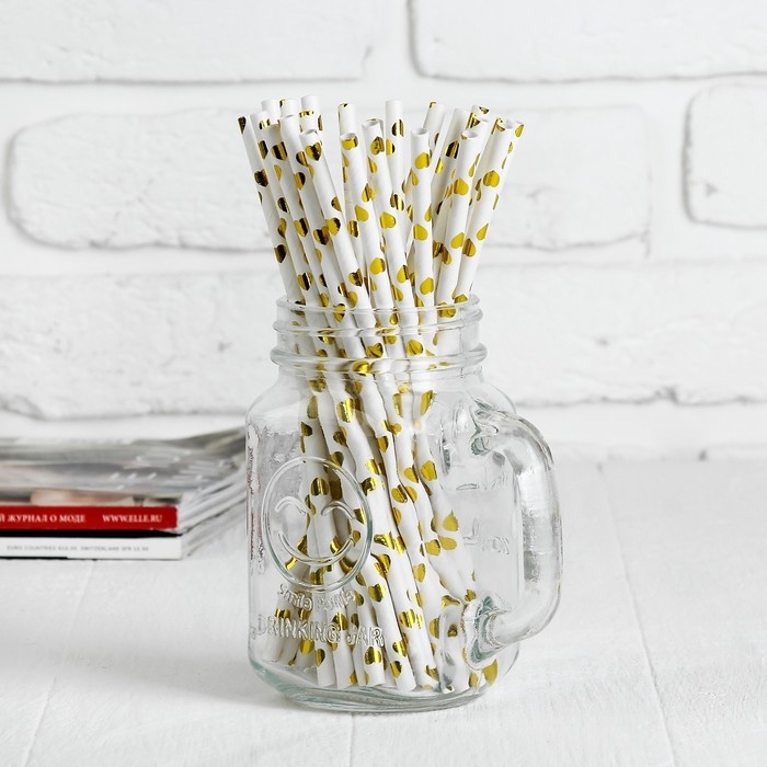 Трубочка для коктейля «Сердца», набор 25 шт.