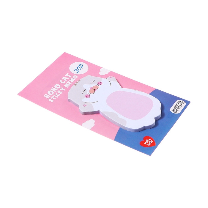 Блок для записей 35мм х 70мм 30л Бело - розовый котик Блок для записей 35мм х 70мм 30л Бело - розовый котик