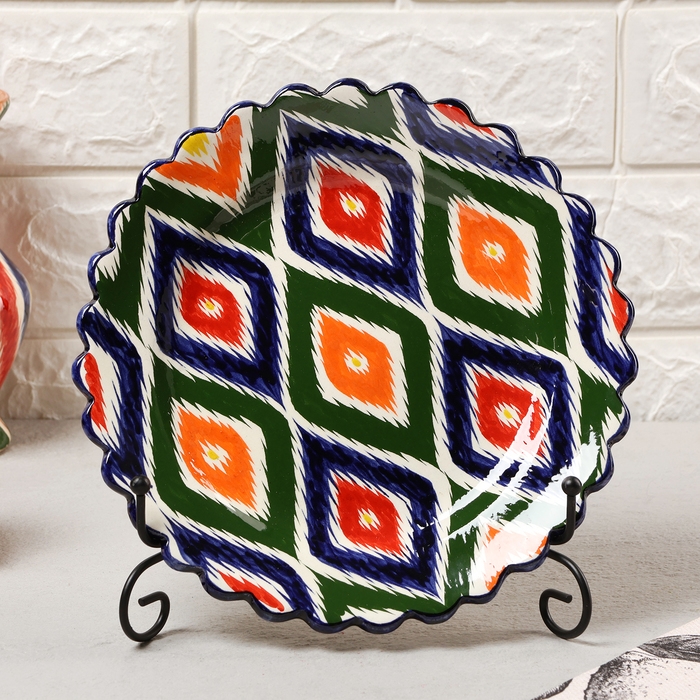 Тарелка Риштанская Керамика Тарелка Риштанская Керамика "Атлас" 23 см рифлёная