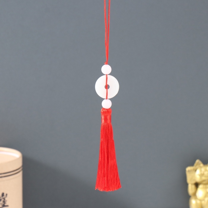 Подвеска текстиль, пластик Подвеска текстиль, пластик "Нефритовый кулон" красная 1х2,5х12,5 см