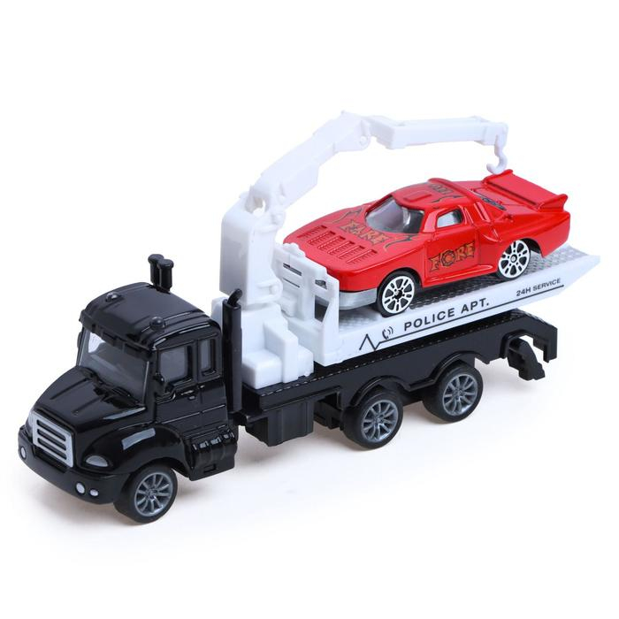 Грузовик металлический «Эвакуатор», с машинкой, инерция, МИКС Грузовик металлический «Эвакуатор», с машинкой, инерция, МИКС