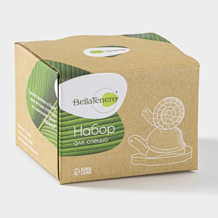 Набор для специй на деревянной подставке BellaTenero «Черепаха и улитка», 2 предмета: солонка 25 мл, перечница 30 мл, цвет белый Набор для специй на деревянной подставке BellaTenero «Черепаха и улитка», 2 предмета: солонка 25 мл, перечница 30 мл, цвет белый