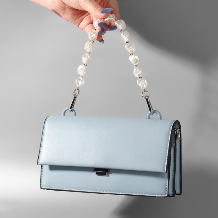 Ручка для сумки, перламутровые бусы, 26 см, цвет белый/серебряный Ручка для сумки, перламутровые бусы, 26 см, цвет белый/серебряный