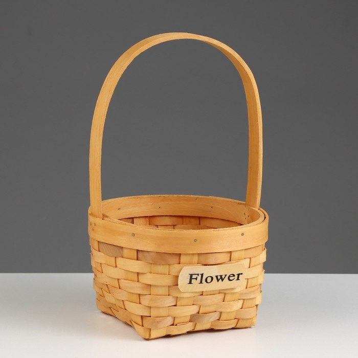 Корзина плетеная (секвойя), D16,5хН9,5/25,5 см, 1 шт., натуральный Корзина плетеная (секвойя), D16,5хН9,5/25,5 см, 1 шт., натуральный